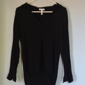 Nordstrom Leith Black Chambray Blouse